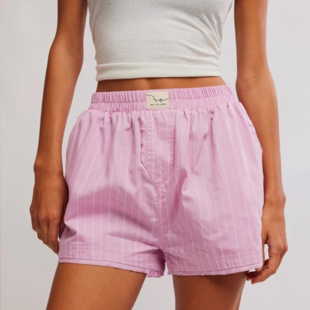 Free People We the Free Day to Day Boxer Shorts M Pink Combo NWT